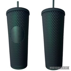 Starbucks Matte Dark Green Studded Venti Drink Tumbler